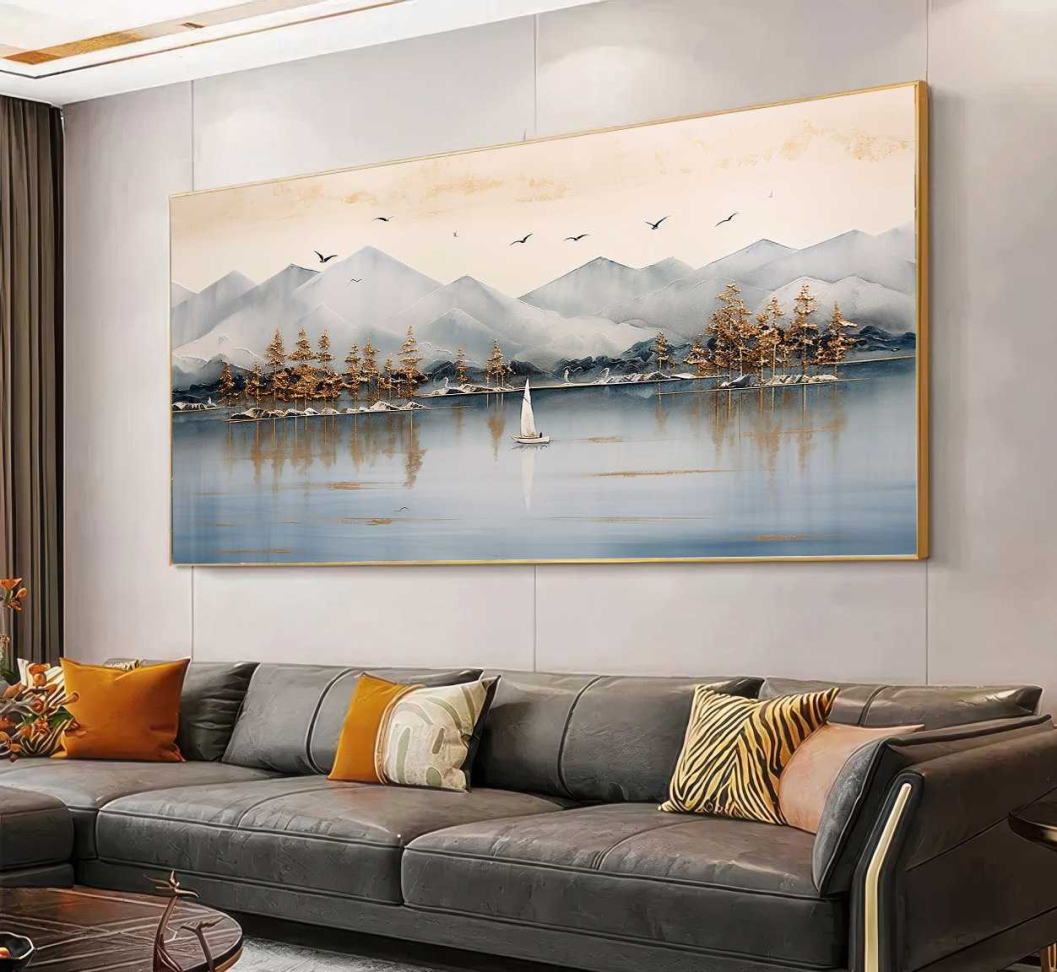 QUADRO EM PINTURA DE BELA PAISAGEM ABSTRATA - #5