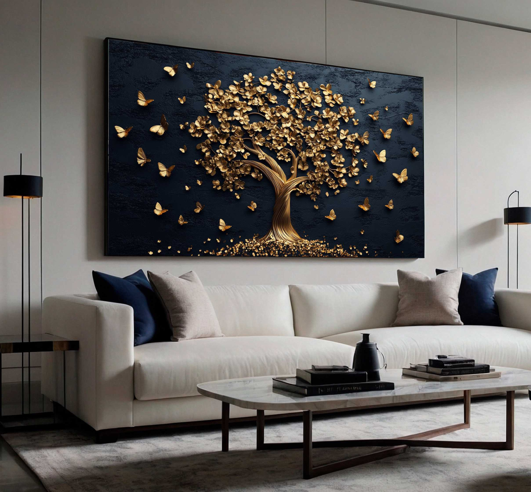 QUADRO ÁRVORE DOURADA COM FUNDO ESCURO - #4