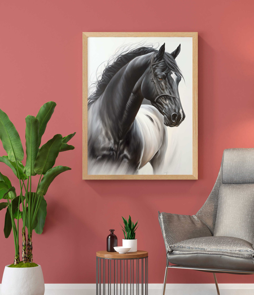 QUADRO UM BELO CAVALO PRETO - #4