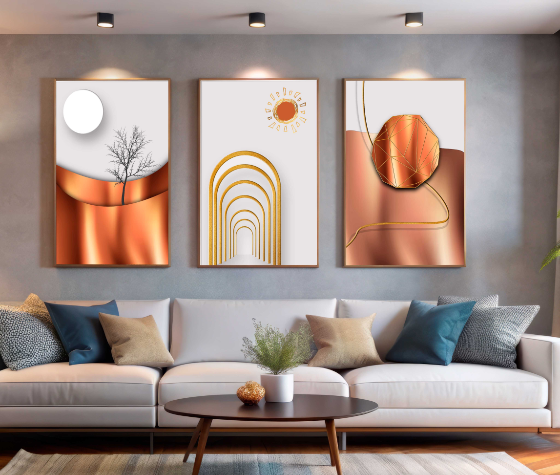 CONJUNTO ABSTRATO PAISAGEM DOURADA - #3