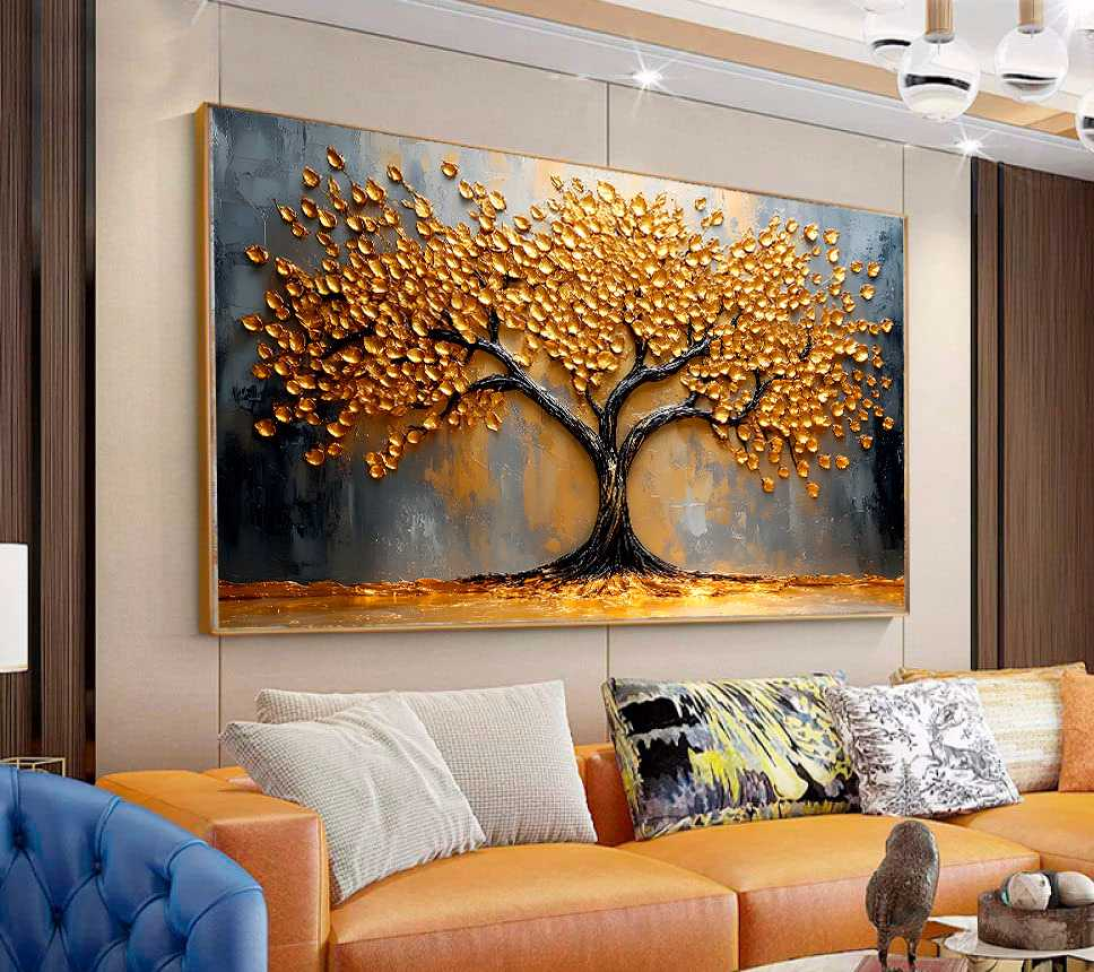 QUADRO PINTURA EM  BELA ÁRVORE ABSTRATA - #5