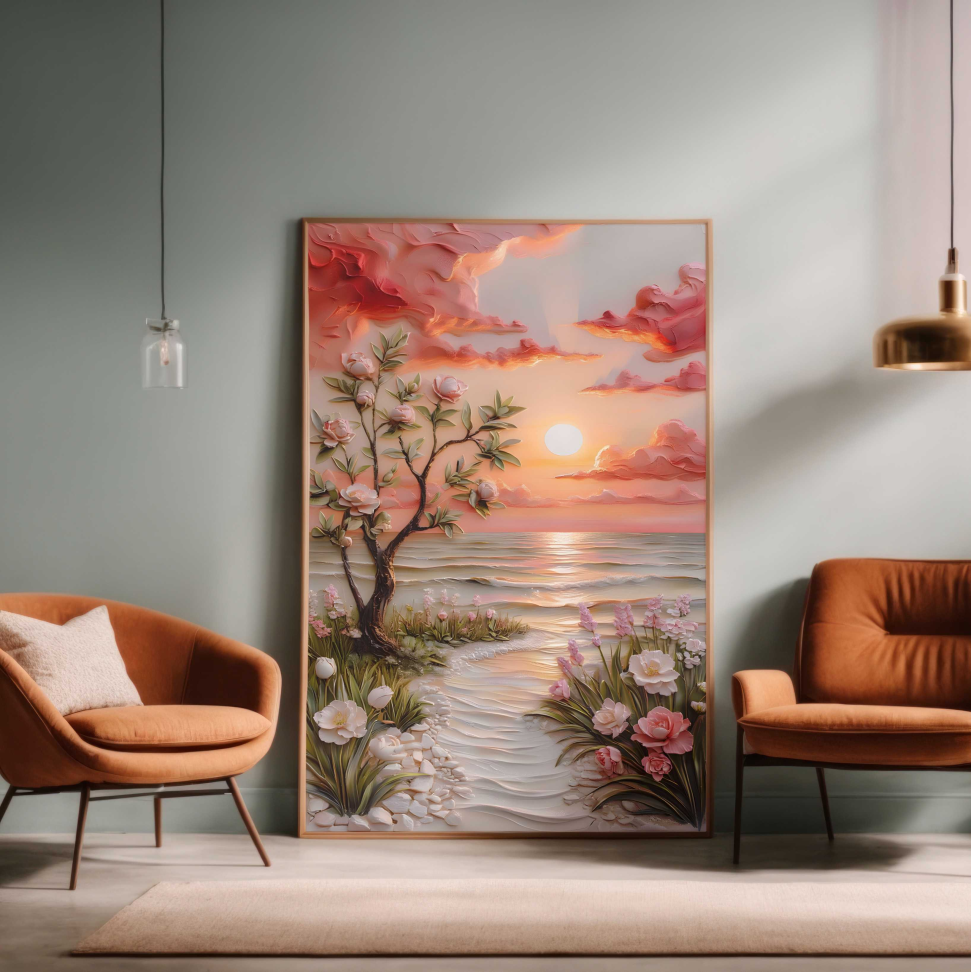 QUADRO EM BELA PINTURA MODERNA DE PAISAGEM - #3