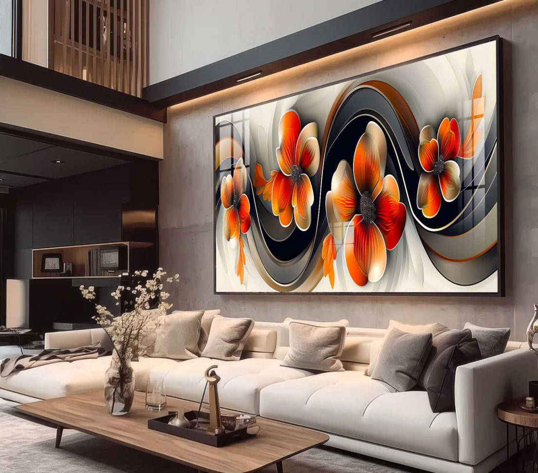 QUADRO EM LINDA ARTE ABSTRATA COM ROSAS VERMELHAS - #3