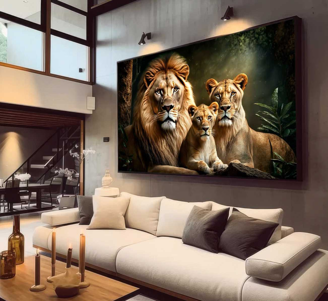 QUADRO FAMILIA LEÃO LEOA E FILHOTE - #5