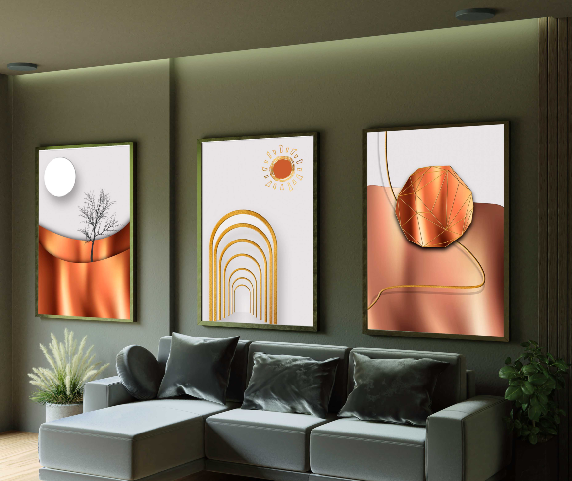 CONJUNTO ABSTRATO PAISAGEM DOURADA - #4