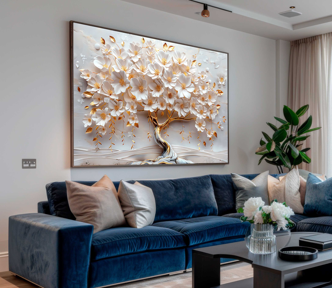 QUADRO UMA BELA ÁRVORE EM DOURADO 3D - #2