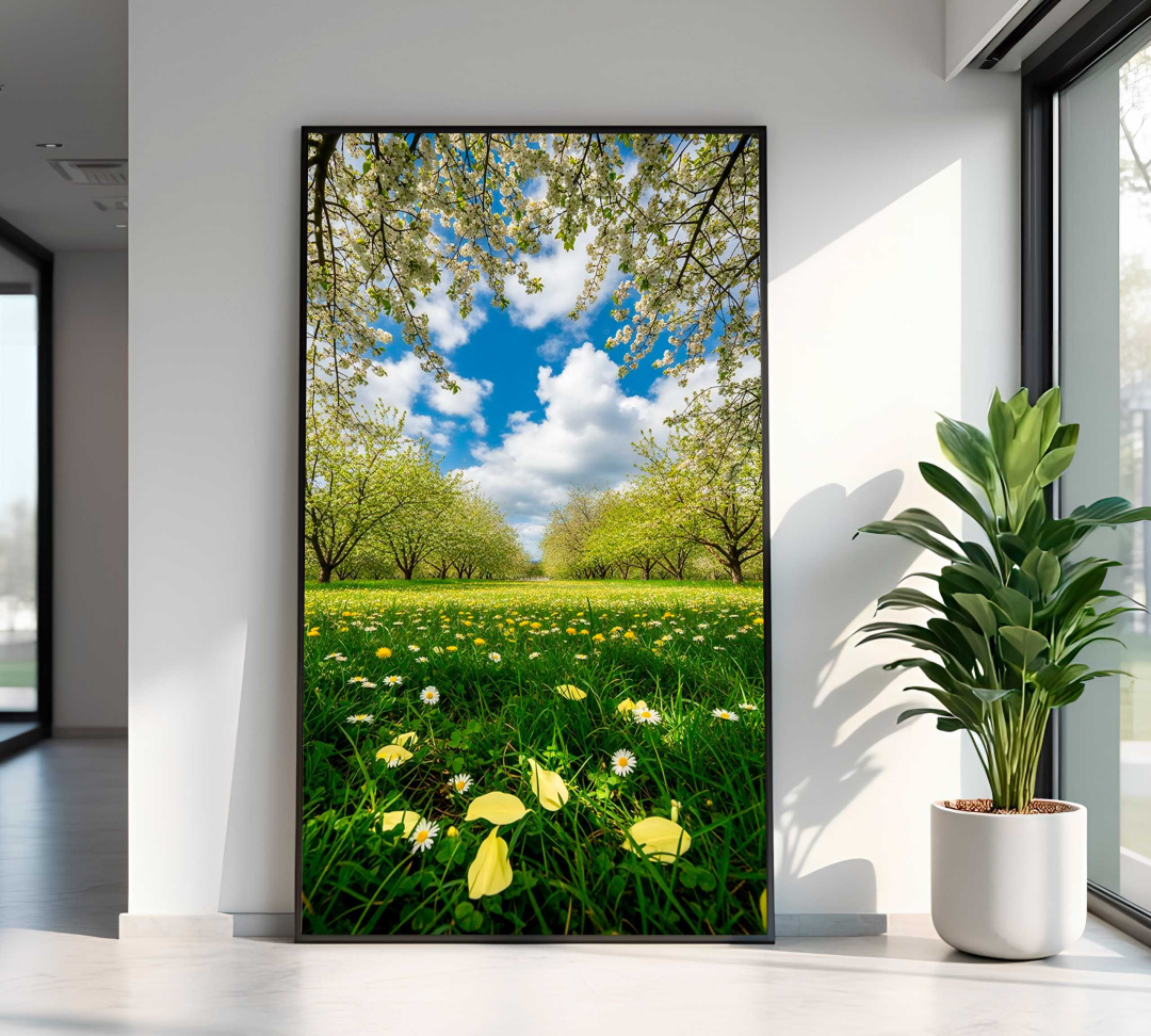 QUADRO LINDA PAISAGEM COM FLORES E ÁRVORES - #3