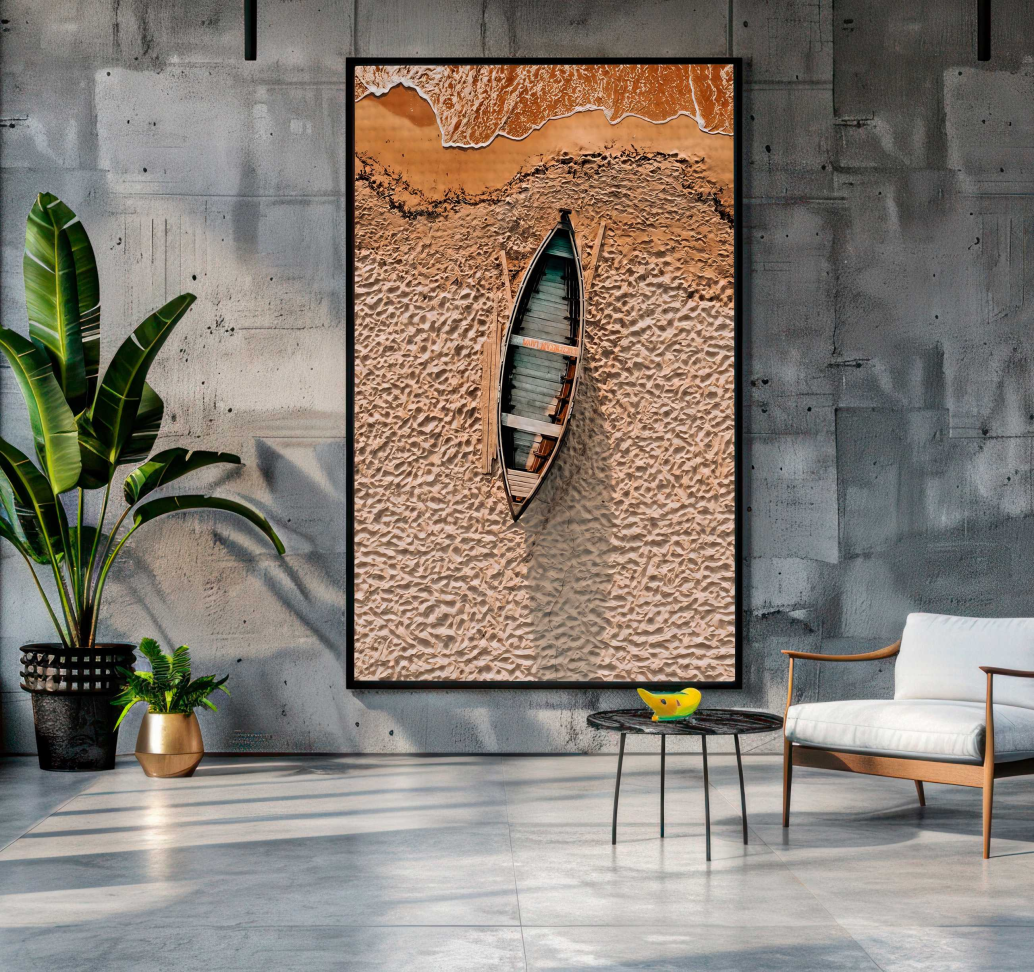 QUADRO BARCO PANORAMICO SOBRE AREIA - #5