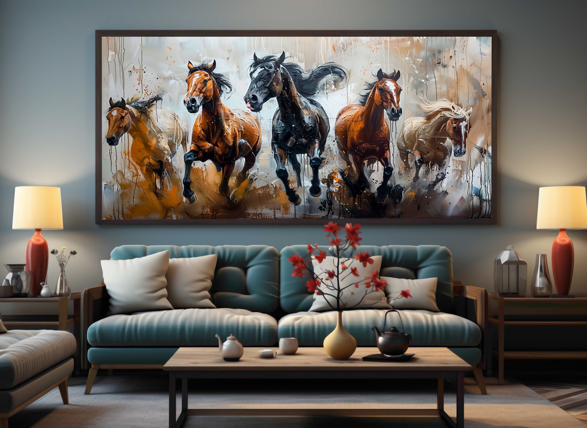 QUADRO ABSTRATO EM PINTURA DE CAVALOS - #5