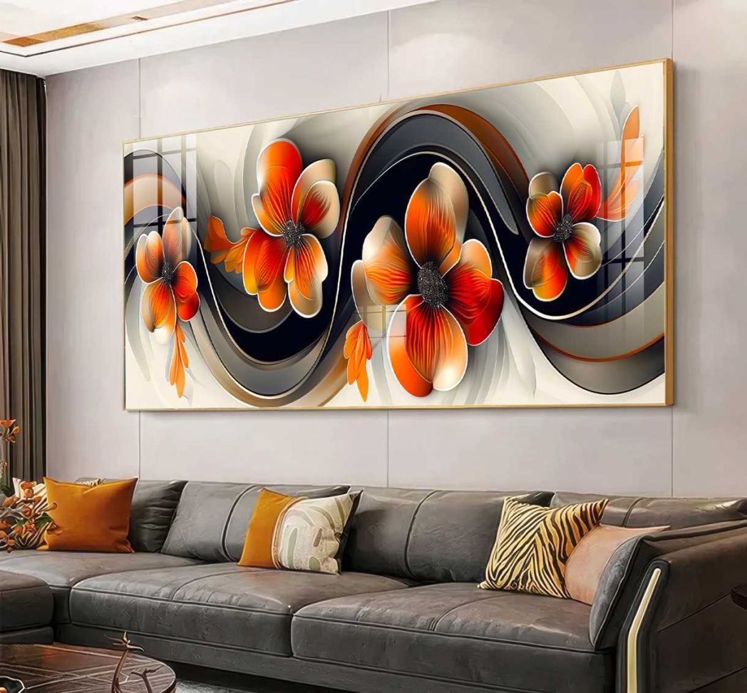 QUADRO EM LINDA ARTE ABSTRATA COM ROSAS VERMELHAS - #2