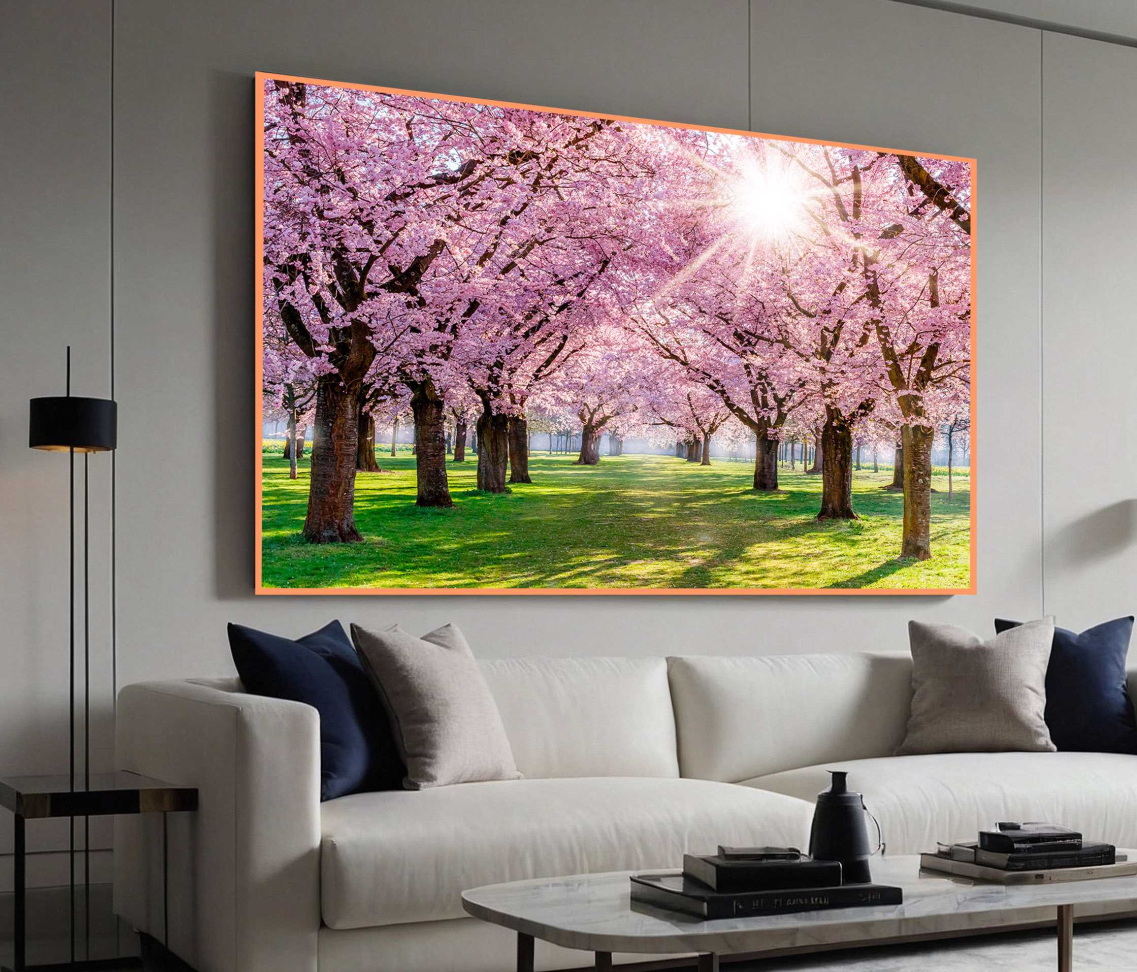 QUADRO EM PAISAGEM BELAS ÁRVORES ROSADAS - #5