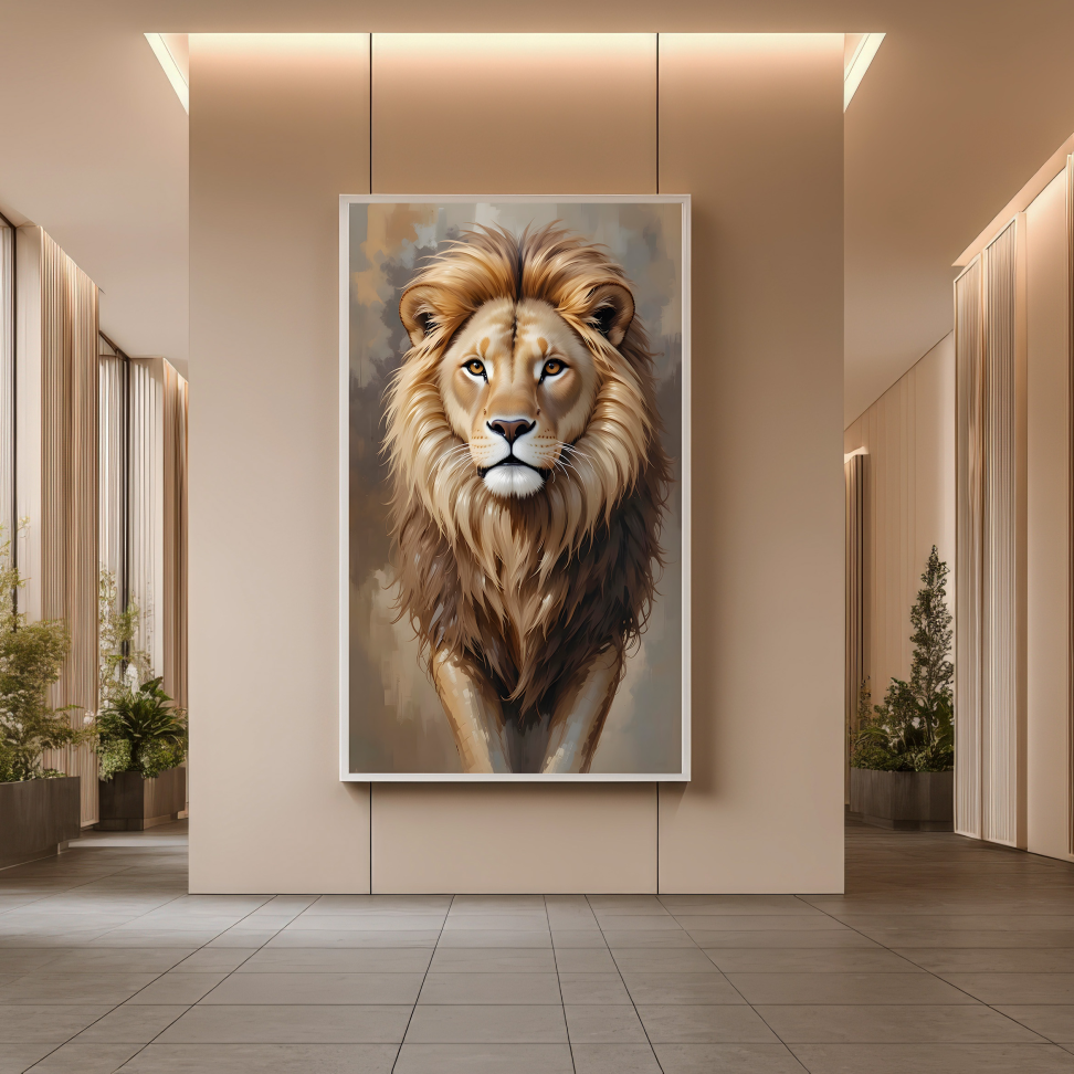 QUADRO EM PINTURA ABSTRATA DE LEÃO - #5