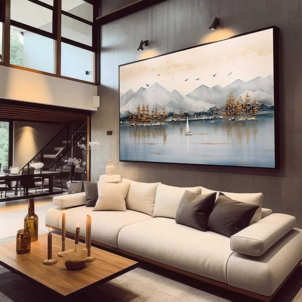 QUADRO EM PINTURA DE BELA PAISAGEM ABSTRATA - #2