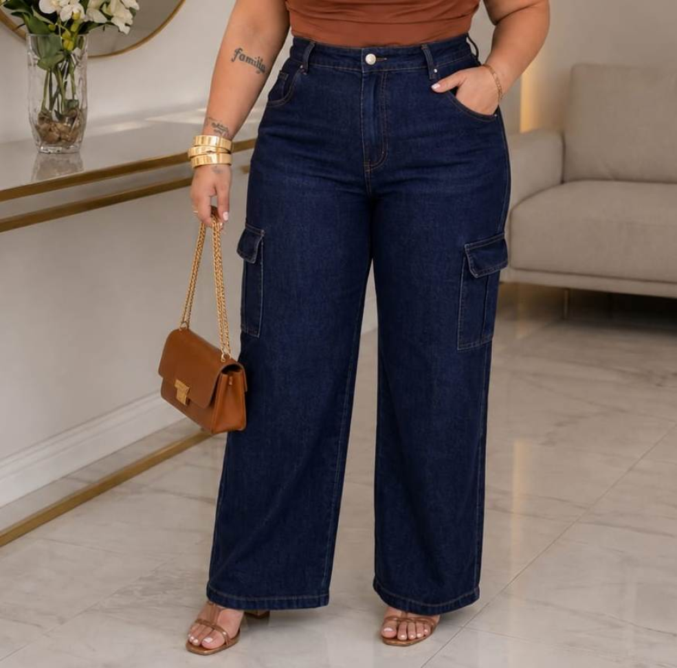 CALÇA JEANS WIDE CARGO II