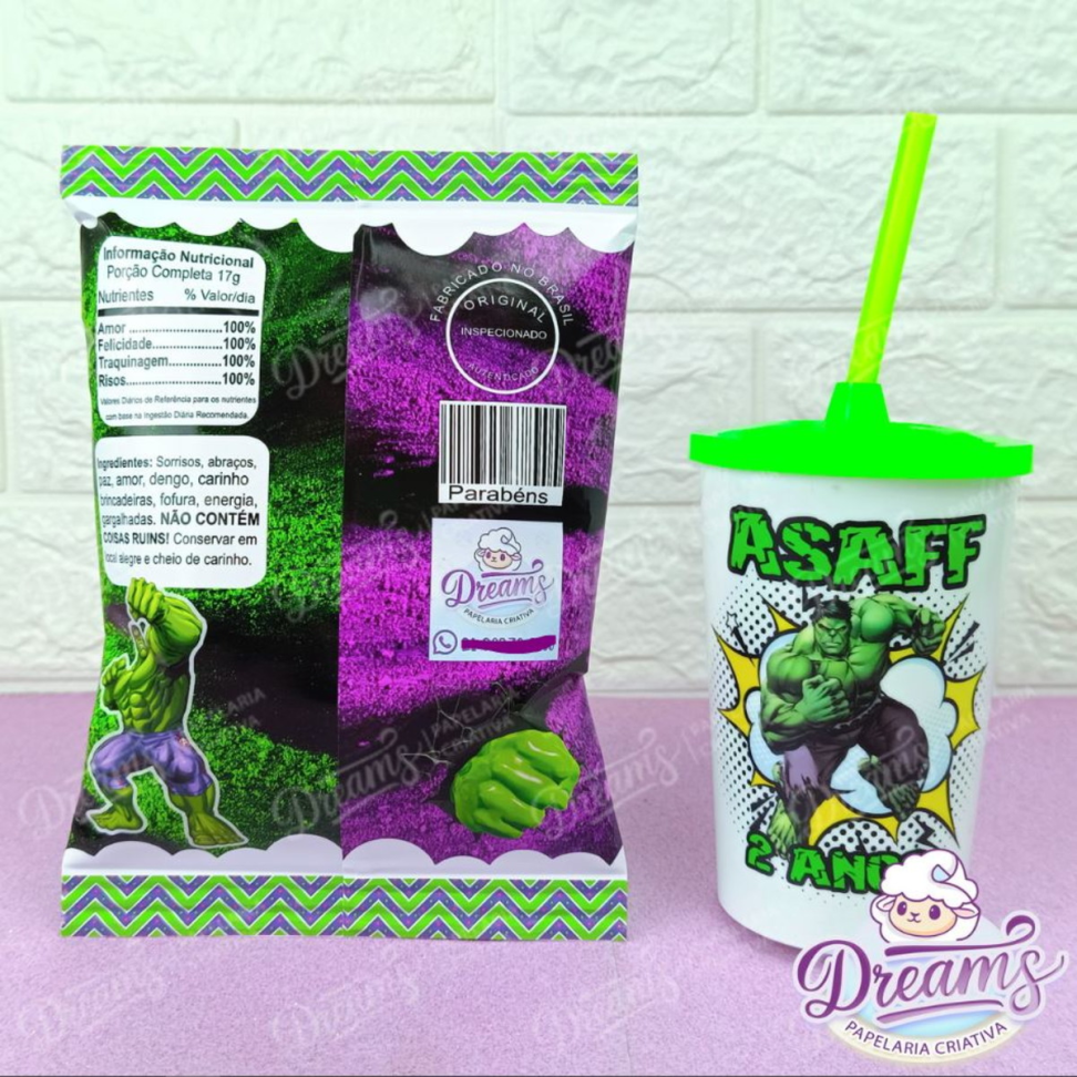 Kit com 12 Batatas Ruffles e 12 Copos de 480 ml – Hulk - #3