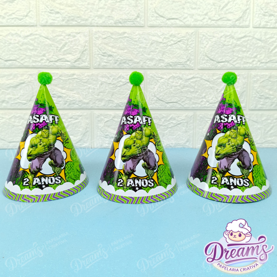 Kit com 20 Chapéus de Aniversário Personalizados – Hulk - #3