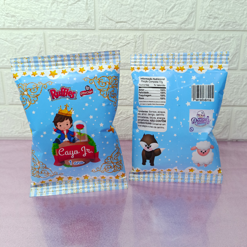 Kit com 20 Pacotes de Batata Ruffles 17 g Personalizados – Pequeno Príncipe