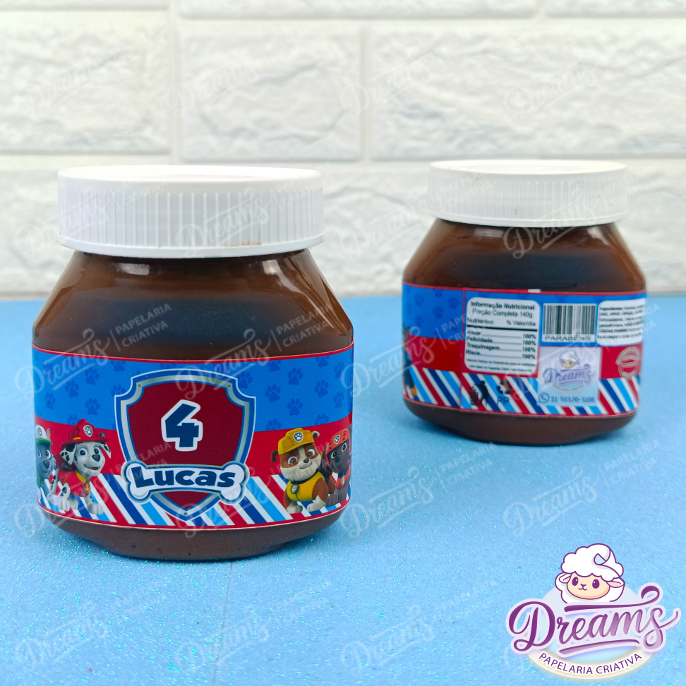 Kit com 20 Rótulos para Potes de Nutella 140 g – Patrulha Canina - #5