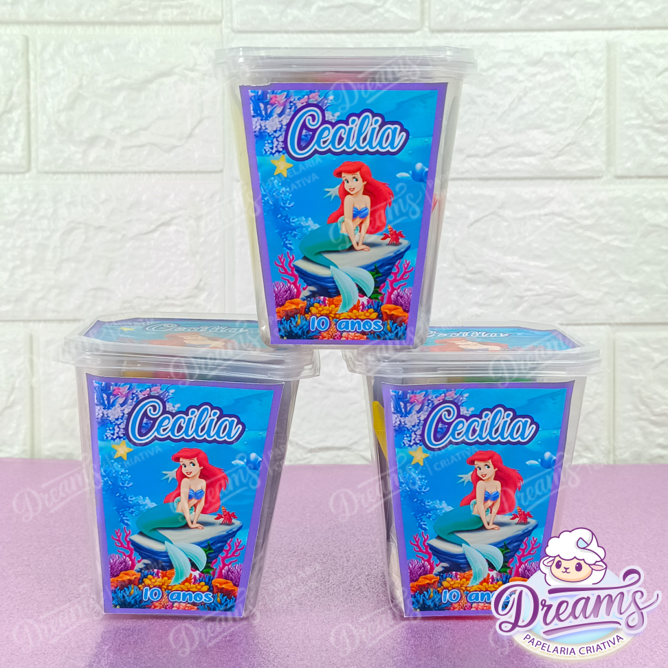 Kit com 20 Potes Diversão 350 ml Personalizados – Pequena Sereia - #3