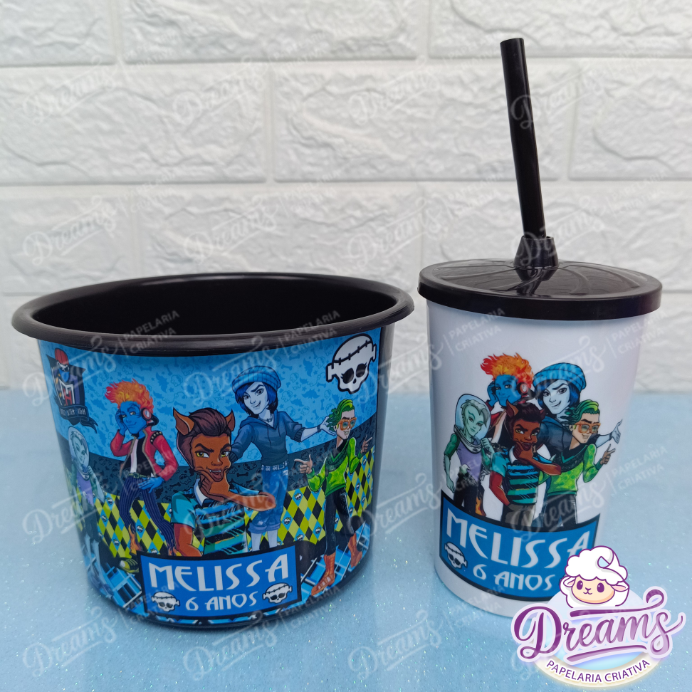 Kit com 10 Cineminhas: Copo 480 ml e Balde de 1,5 Litro – Monster High