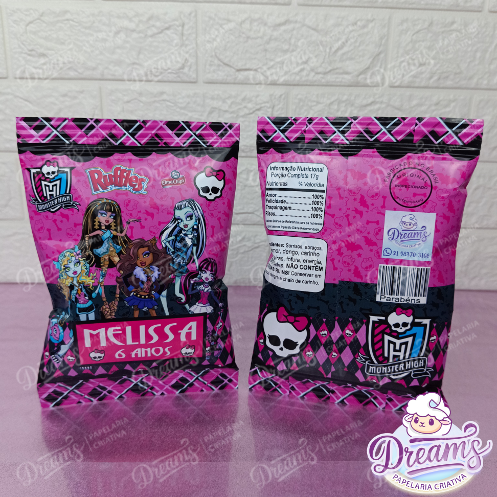 Kit com 20 Pacotes de Batata Ruffles 17 g Personalizados – Monster High - #3