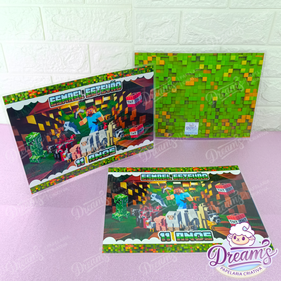 Kit com 10 Sousplats Personalizados 22 × 31 cm – Minecraft - #4