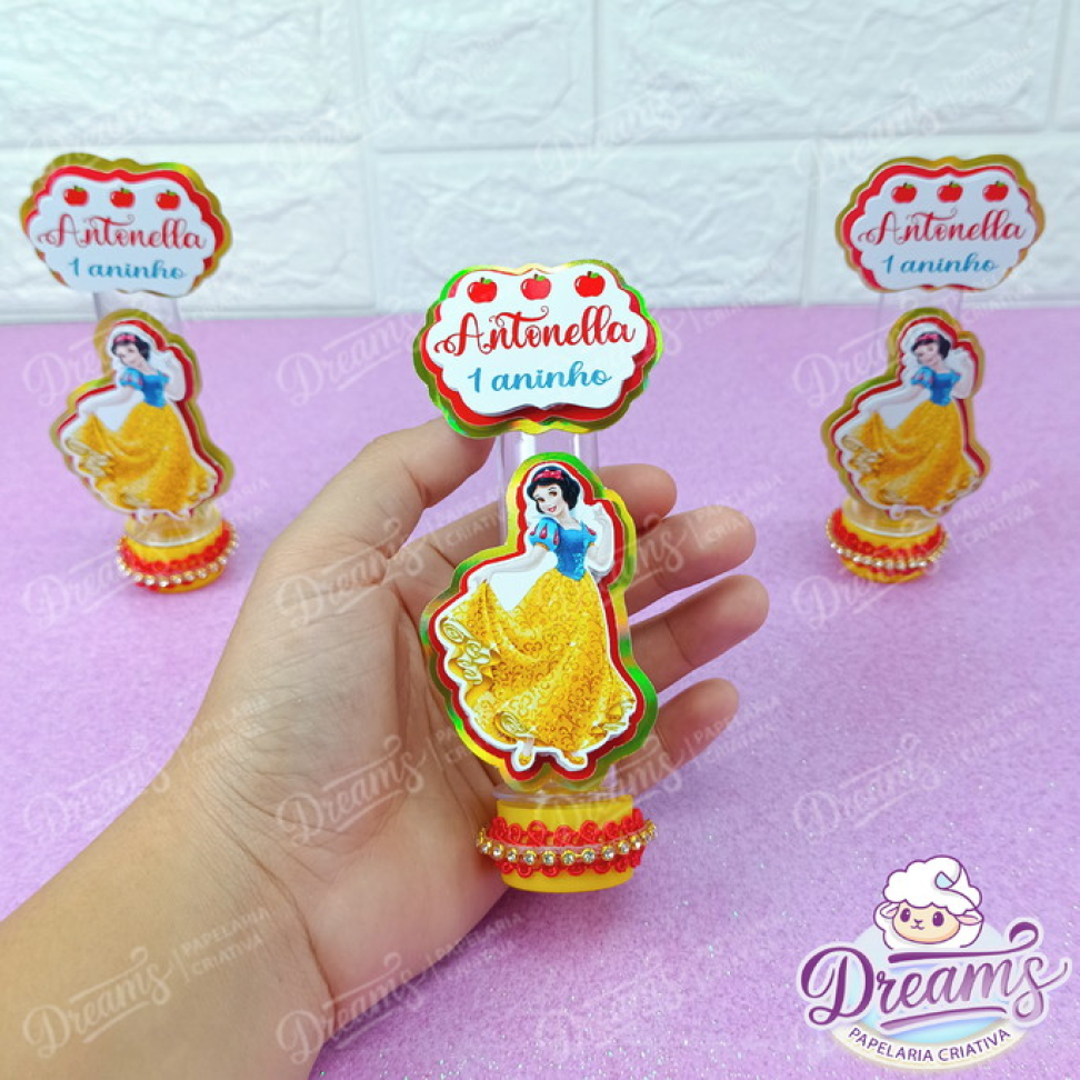 Kit com 10 Tubetes Luxo 13 cm com Aplique – Branca de Neve - #4