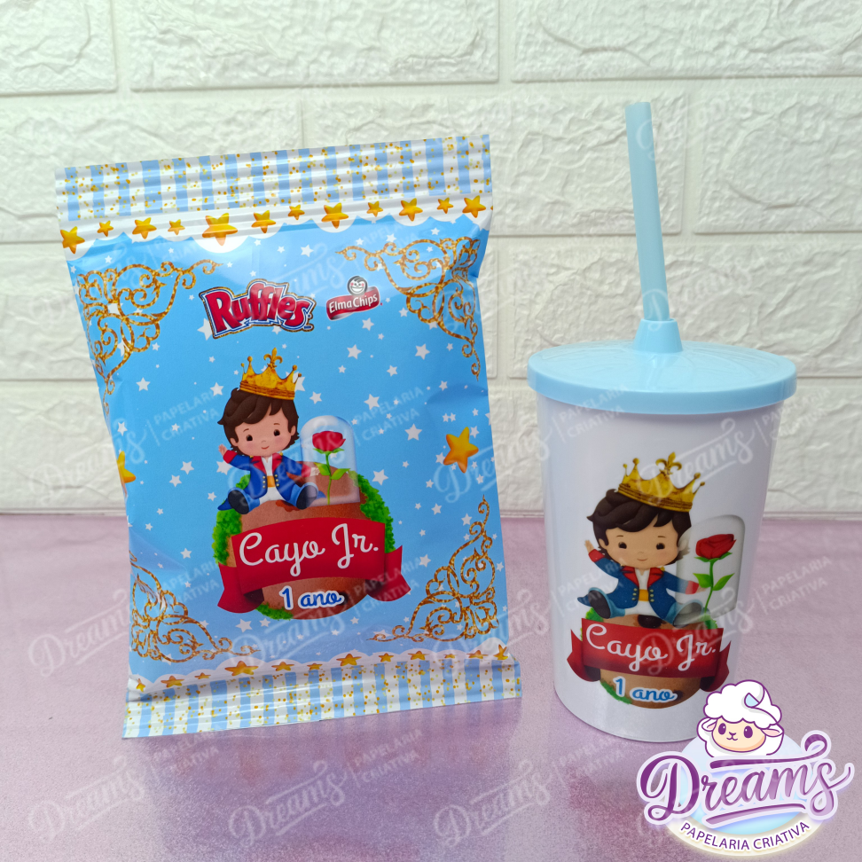 Kit com 12 Batatas Ruffles e 12 Copos de 480 ml – Pequeno Príncipe