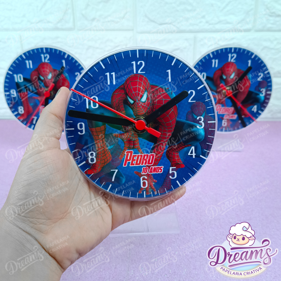 Kit com 10 Relógios de Mesa em Acrílico – Homem-Aranha