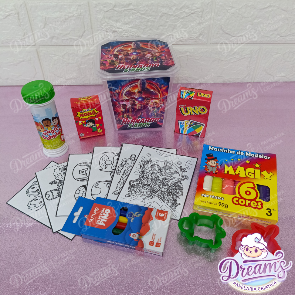 Kit com 20 Potes Diversão 750 ml Personalizados – Vingadores