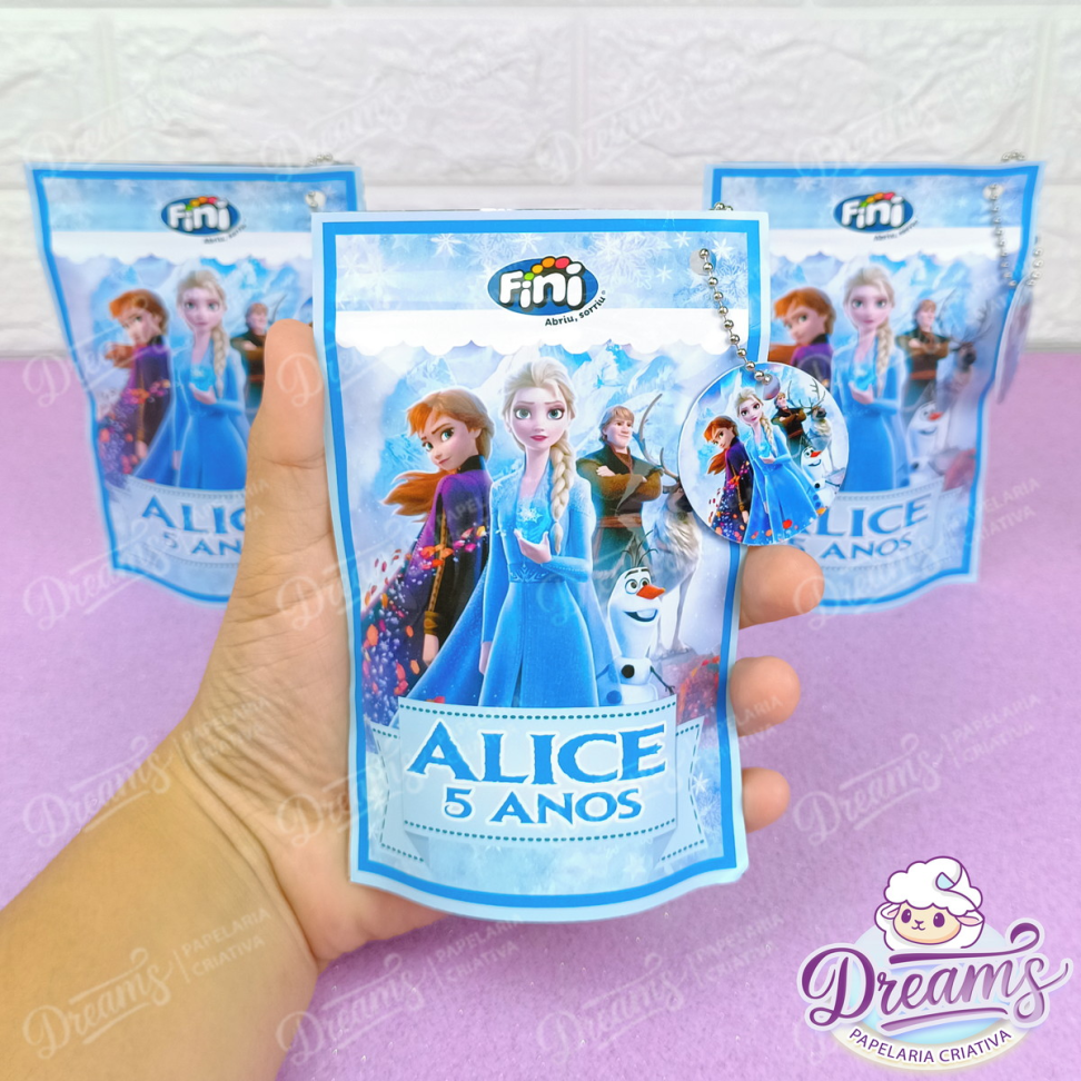 Kit com 20 Saquinhos Zip Lock Metalizados 10 × 15 cm com Tag – Frozen - #3
