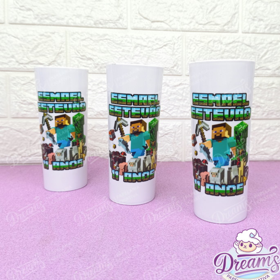 Kit com 20 Copos Long Drink 350 ml Personalizados – Minecraft