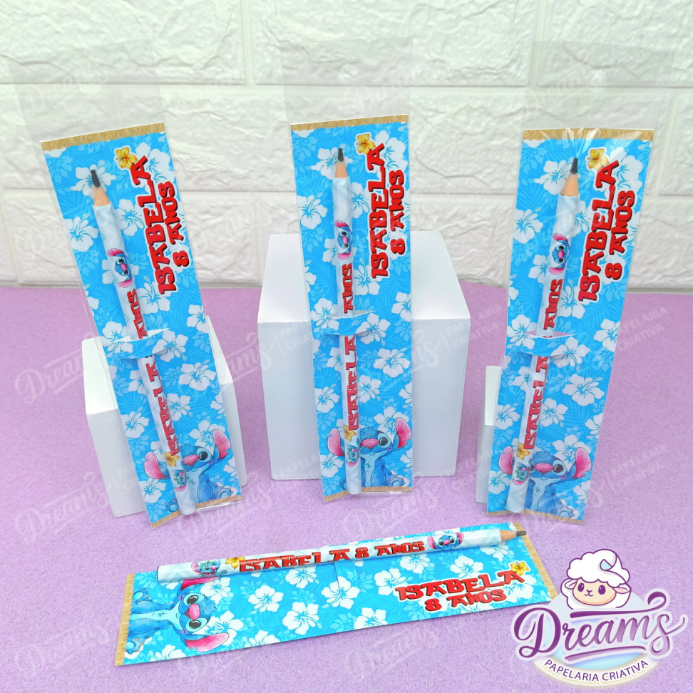 Kit com 20 Porta-Lápis com Lápis Personalizados – Stitch - #5