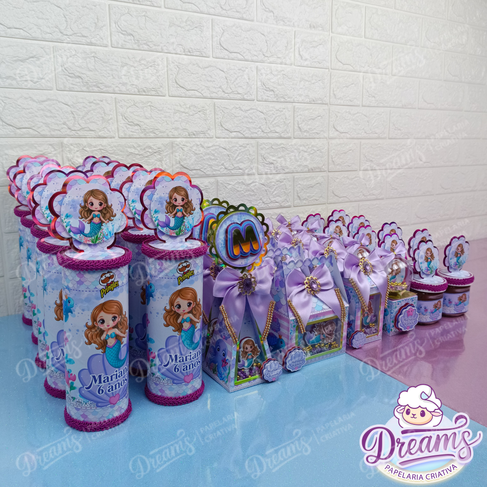 Kit Premium com 40 Itens Personalizados – Tema Sereia
