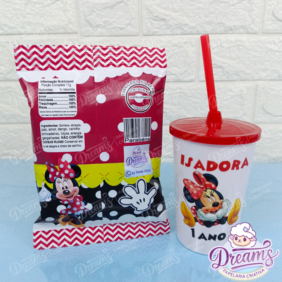 Kit com 12 Batatas Ruffles e 12 Copos de 480 ml – Minnie