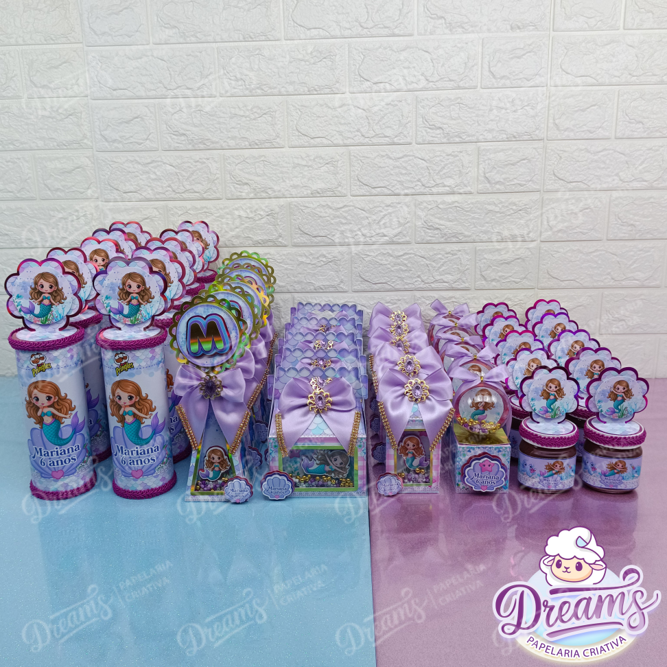 Kit Premium com 40 Itens Personalizados – Tema Sereia