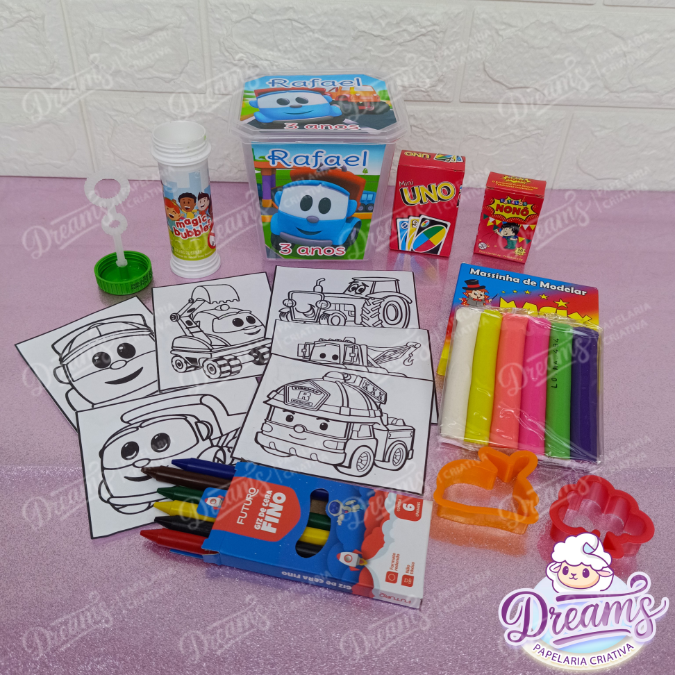 Kit com 20 Potes Diversão 750 ml Personalizados – Caminhões