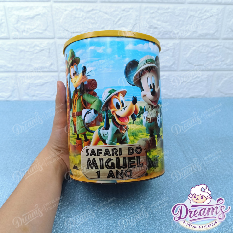 Kit com 20 Rótulos para Lata de Leite 800 g – Mickey Safari