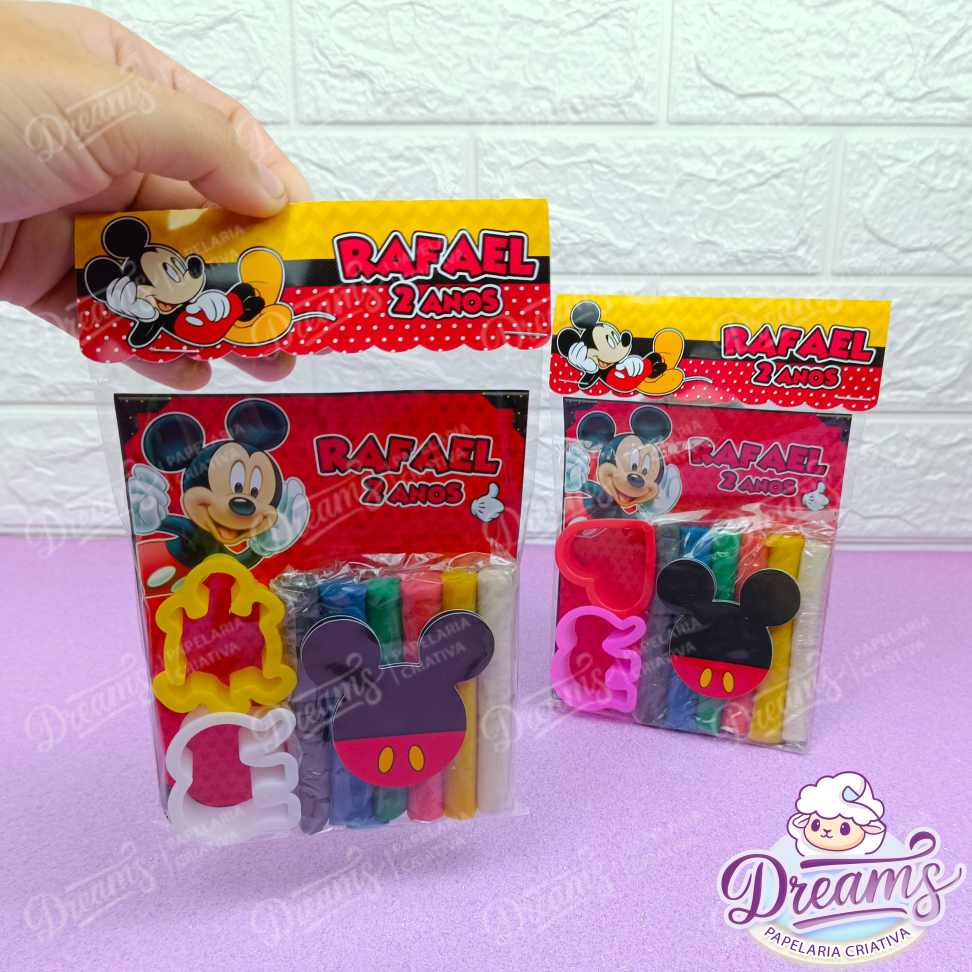 Kit com 20 Conjuntos de Massinha e Cortadores – Mickey