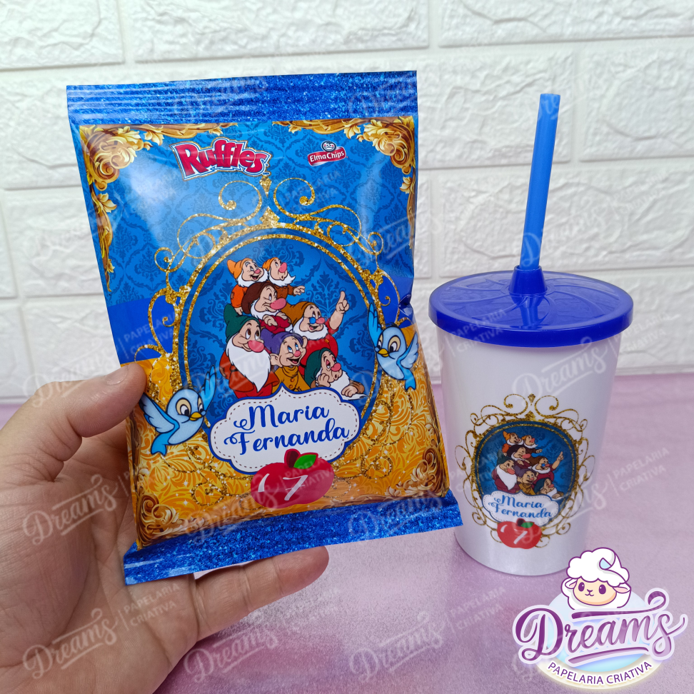 Kit com 12 Batatas Ruffles e 12 Copos de 480 ml – Branca de Neve e os Sete Anões - #3