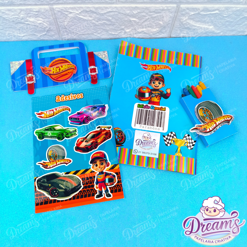 Kit com 20 Revistas de Colorir, Giz de Cera e Adesivos de Luxo – Hot Wheels - #7