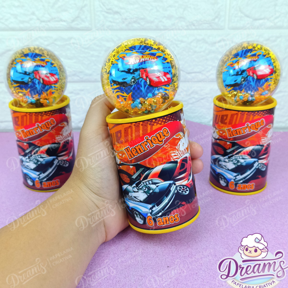 Kit com 20 Cofrinhos Adesivados com Bola Acrílica – Hot Wheels - #3