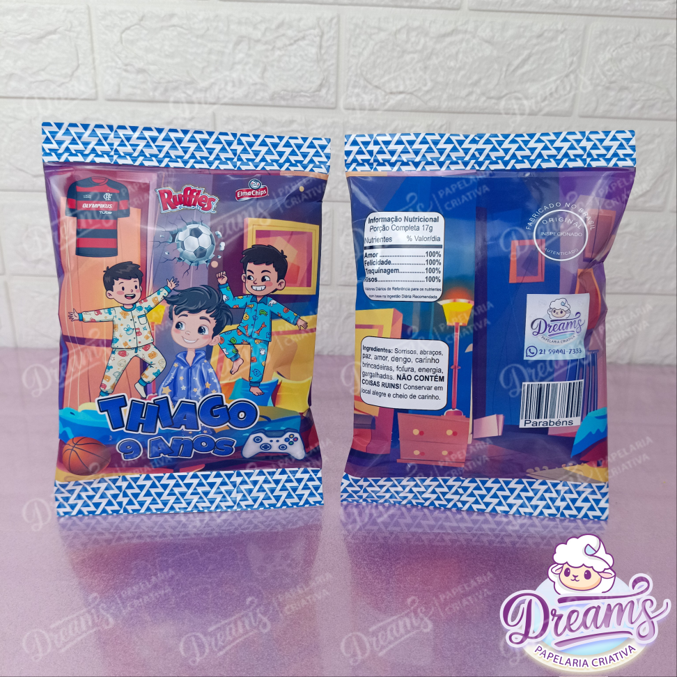Kit com 20 Pacotes de Batata Ruffles 17 g Personalizados – Futebol e Games