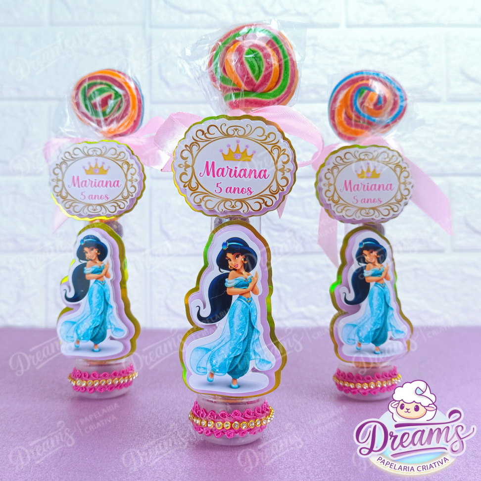 Kit com 20 Tubelitos de 13 cm e Pirulitos Psicodélicos – Princesas - #4