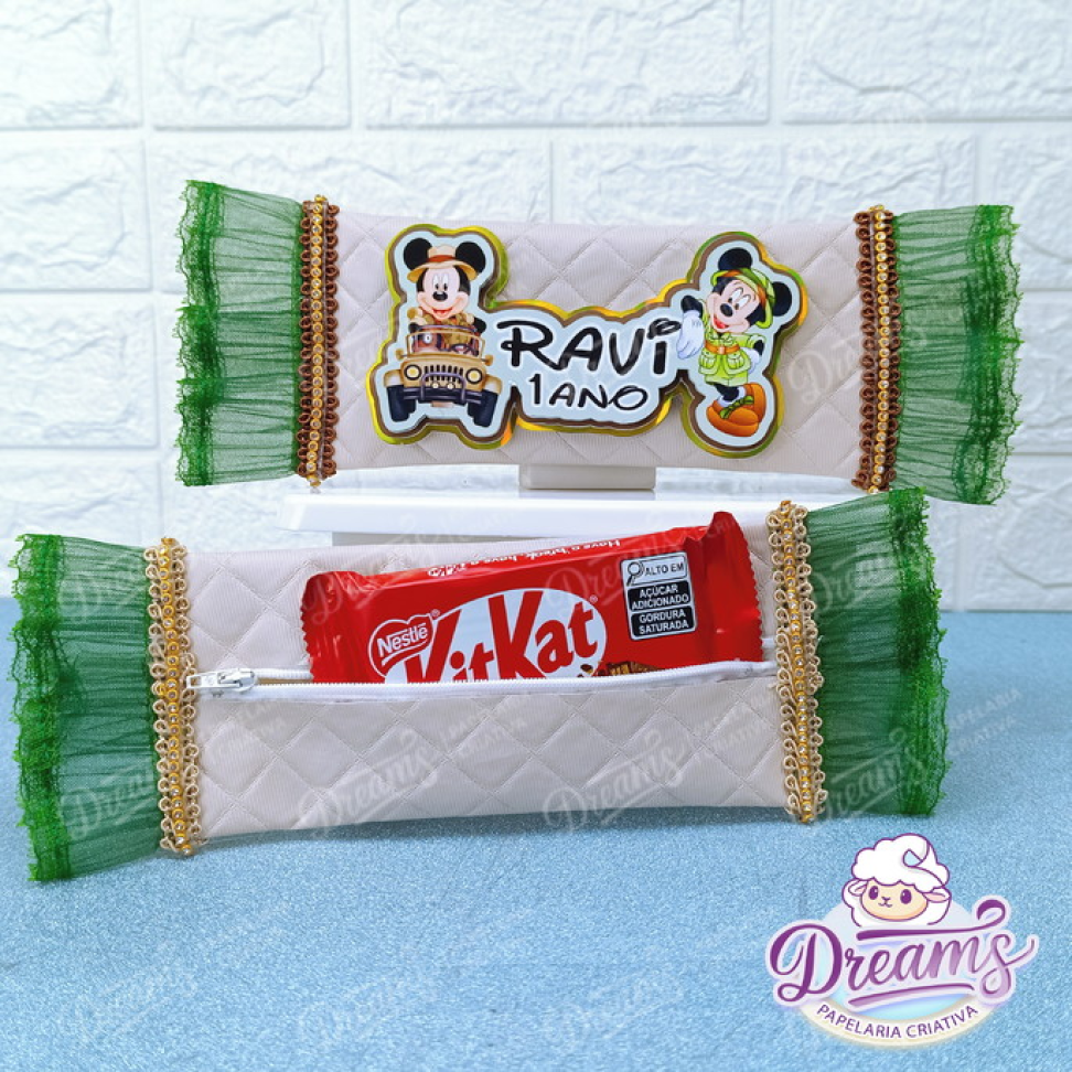 Kit com 10 Porta-KitKat de Luxo Personalizados – Mickey Safari - #4