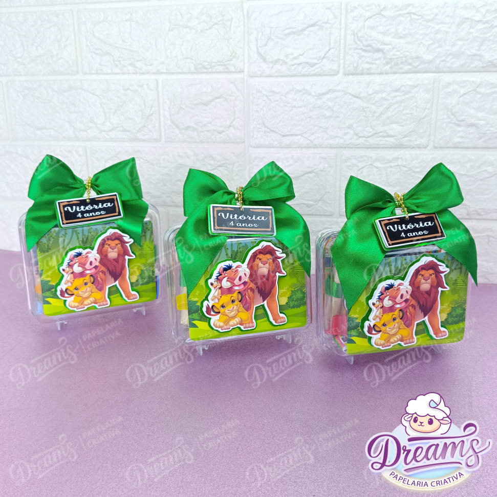 Kit com 10 Maletinhas Acrílicas Diversão 13,5 x 17 x 7 cm – Rei Leão