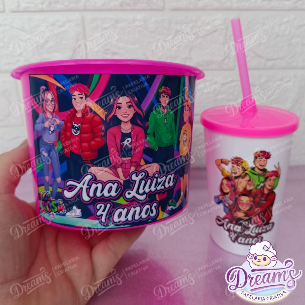 Kit com 10 Cineminhas: Copo 480 ml e Balde de 1,5 Litro – Dos Rosa