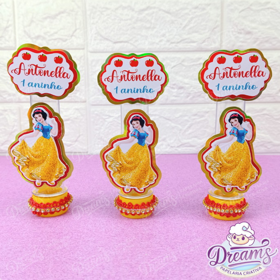 Kit com 10 Tubetes Luxo 13 cm com Aplique – Branca de Neve