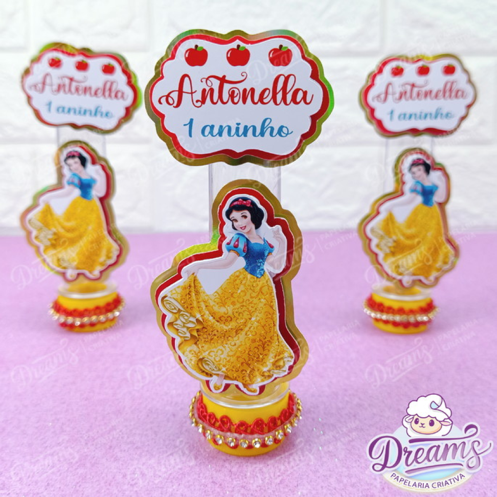 Kit com 10 Tubetes Luxo 13 cm com Aplique – Branca de Neve