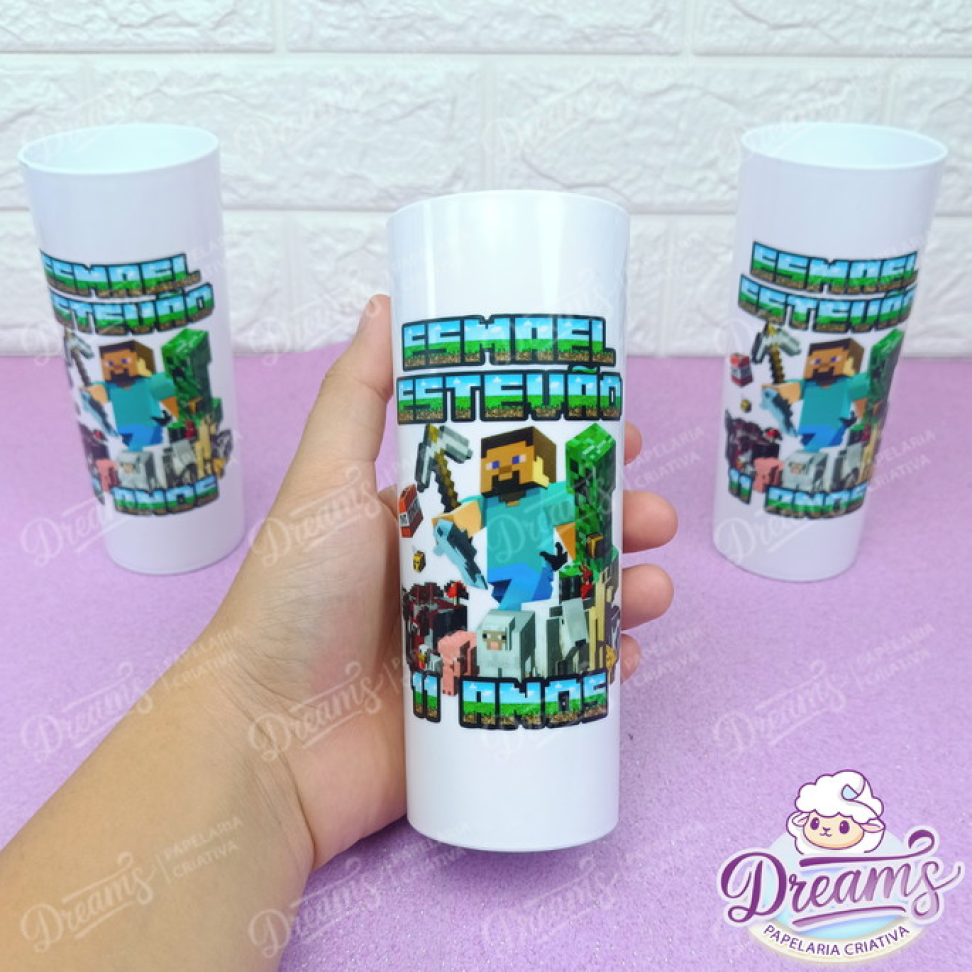 Kit com 20 Copos Long Drink 350 ml Personalizados – Minecraft - #3